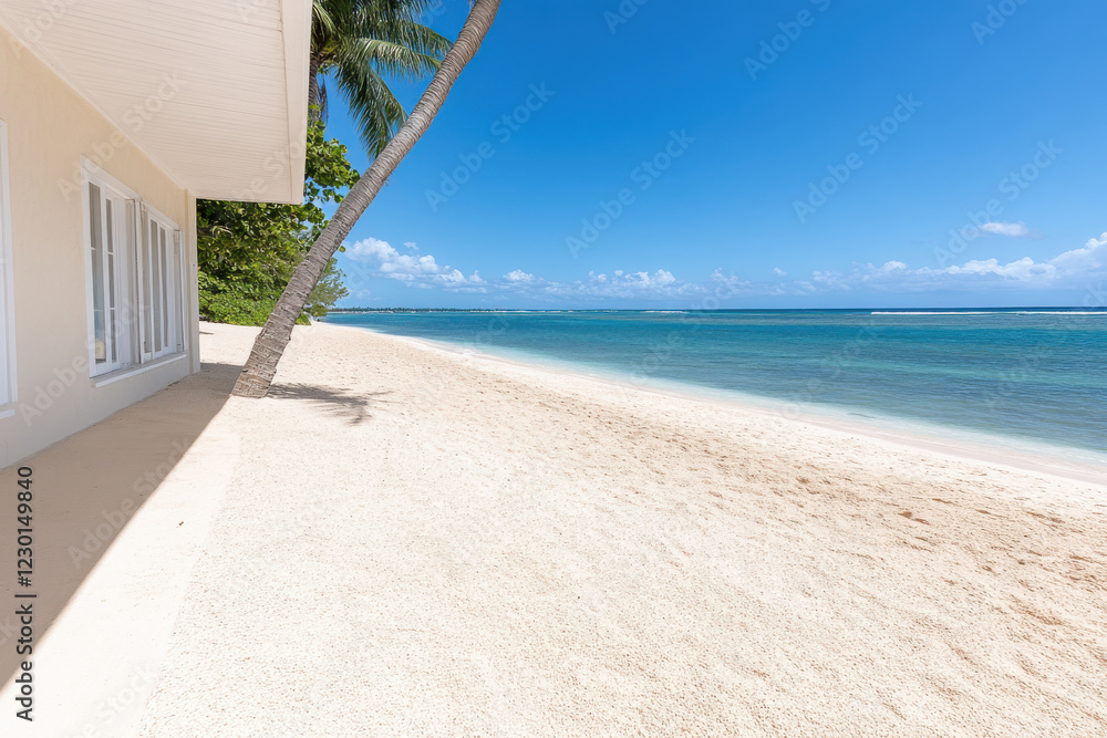Fototapeta premium A beach with a house in the background