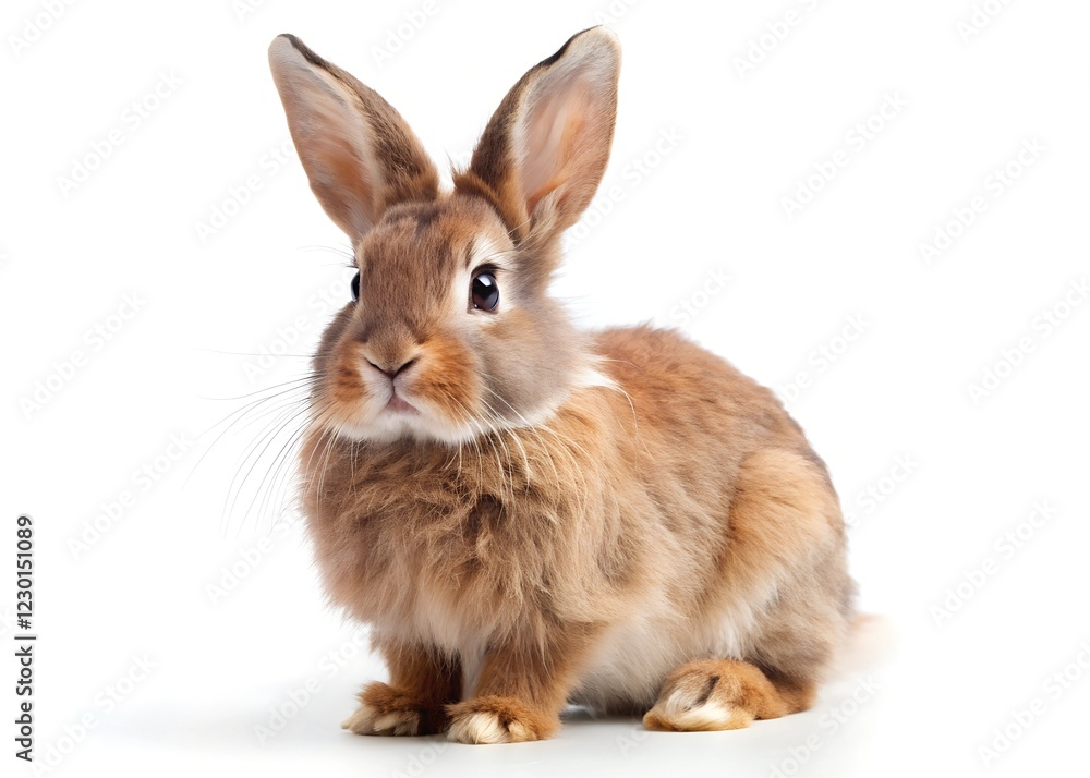 Fototapeta premium fluffy brown rabbit standing isolated on transparent background