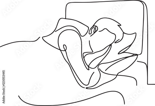 Stunning Line Drawing of a Man Sleeping Peacefully in Bed photo