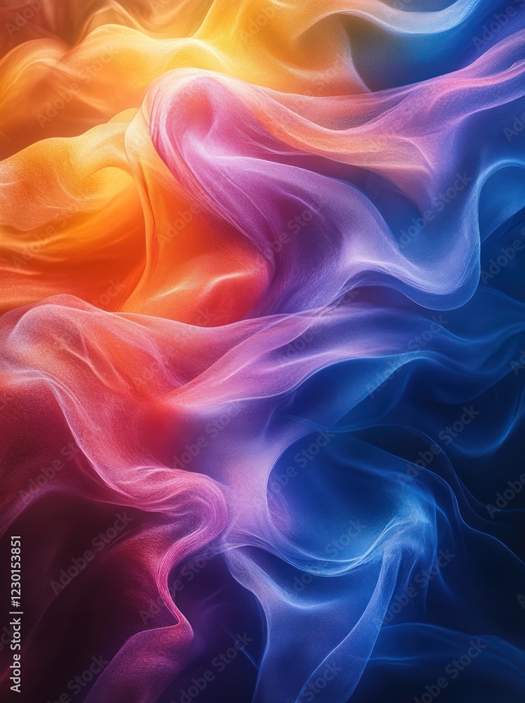 Abstract colorful smoke swirls, dark background, digital art, design element Abstract colorful smoke swirls, dark background, digital art, design element