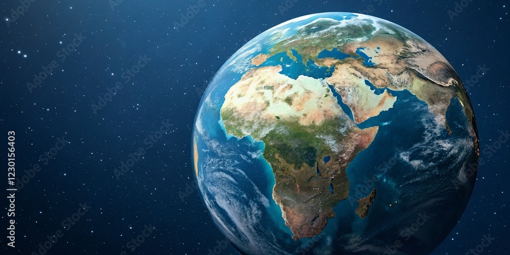 Fototapeta premium Floating Earth Globe, Celestial Sphere, World Map, Global Perspective, Rule of Thirds Composition