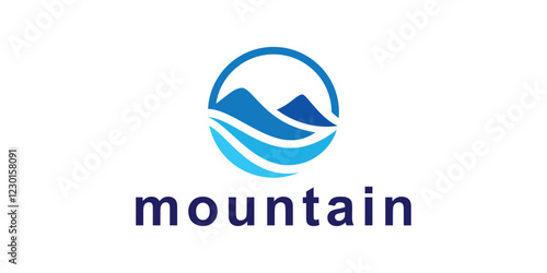 mountain and wave logo design, symbol for landscape, nature, icon, idea, creative.