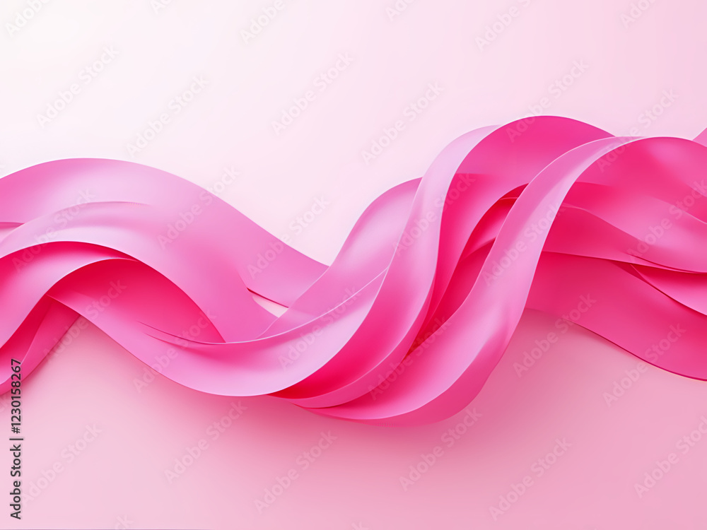Elegant Swirls: Glossy Pink Ribbon on a Gentle Pink Backdrop Elegant Swirls: Glossy Pink Ribbon on a Gentle Pink Backdrop