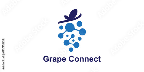 logo design grape and connect,technology,modern,fresh,icon,symbol,idea,creative.