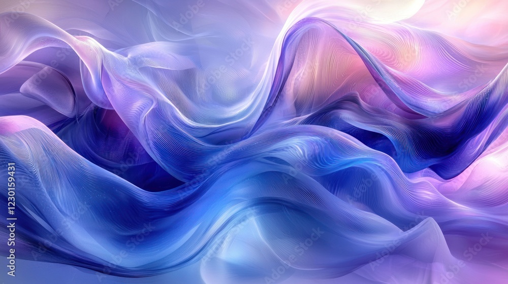 Obraz premium Abstract swirling purple and blue fabric waves