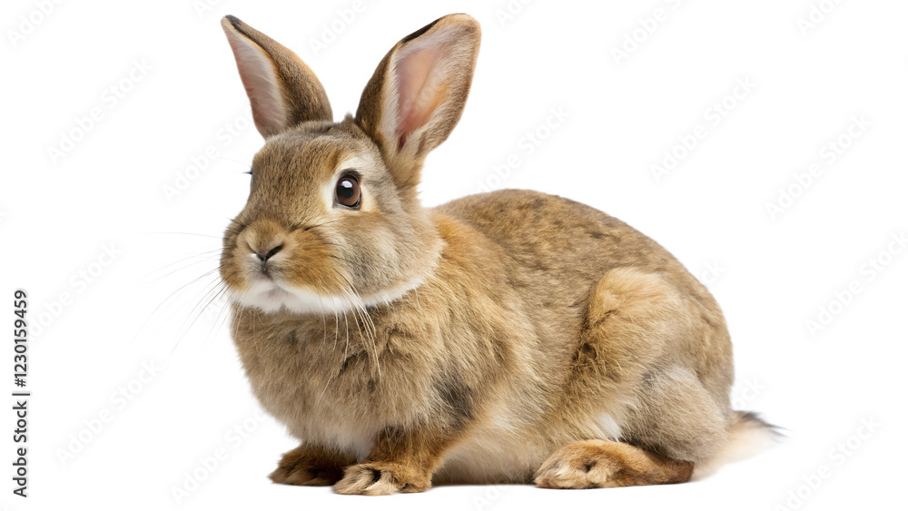 Fototapeta premium fluffy brown rabbit standing isolated on transparent background