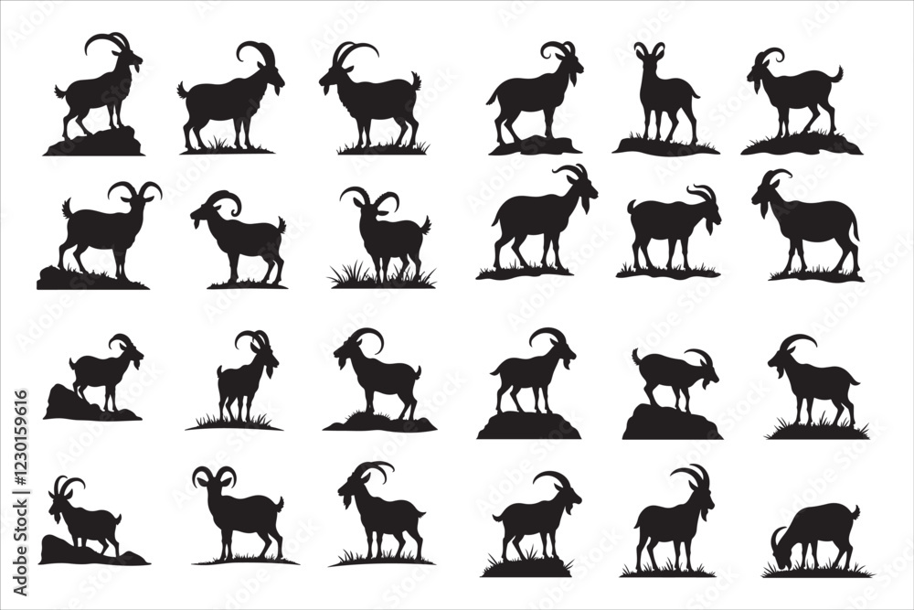 Simple Goat Outline Vector Silhouette,
Simple Goat Outline Vector Silhouette,