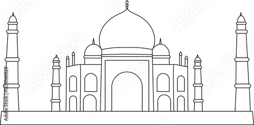 Taj Mahal outline vector illustration
