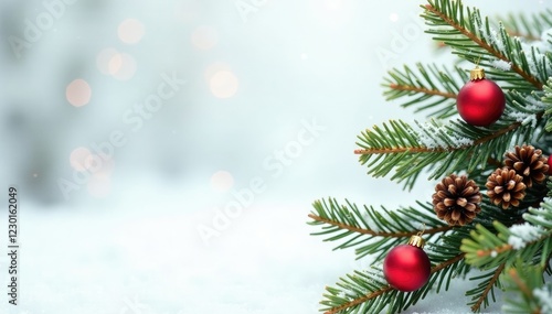 Wallpaper Mural Fir branch on a white background with Christmas decorations, winter, Torontodigital.ca
