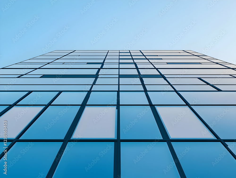 Modern glass skyscraper, city, blue sky, urban Modern glass skyscraper, city, blue sky, urban