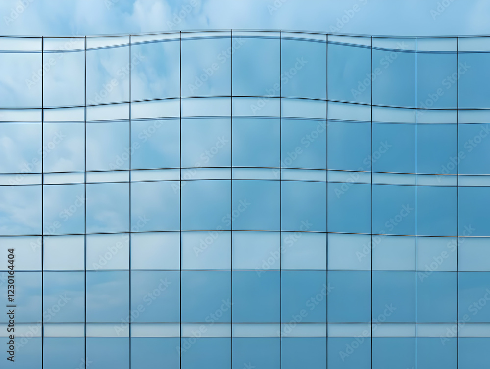 Modern glass building, city sky reflection Modern glass building, city sky reflection