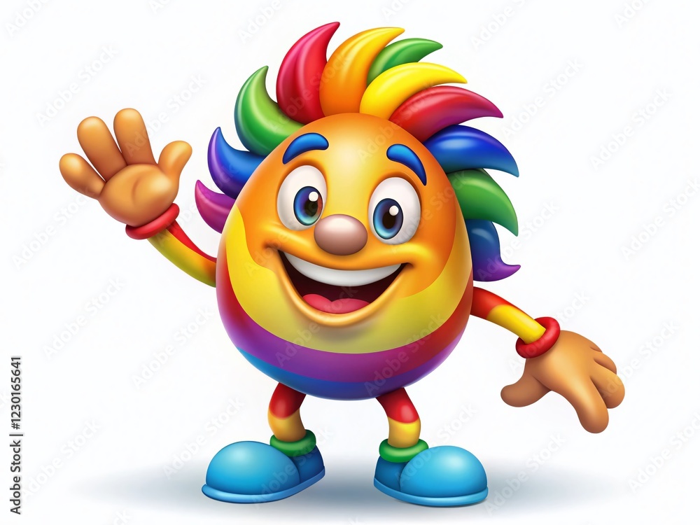 Friendly Mascot Hand Gestures: Cheerful Cartoon Character Posing with Copy Space Friendly Mascot Hand Gestures: Cheerful Cartoon Character Posing with Copy Space