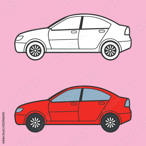 Car vector illustration art design. Flat cars set. Taxi and minivan, Cars of different types of illustrations set side view of the sedan car.