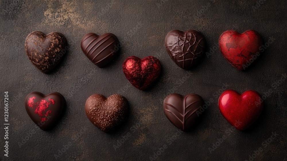 Obraz premium luxury chocolate box with romantic heart-shaped treats and truffles