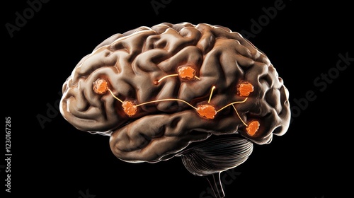 Wallpaper Mural Human Brain Neural Pathways: 3D Model of Brain Activity Torontodigital.ca