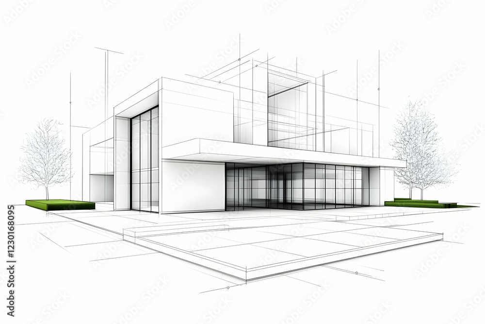 Modern house architectural sketch design Modern house architectural sketch design