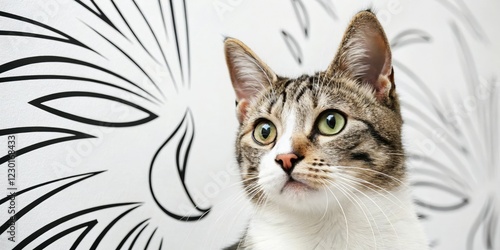 Wallpaper Mural Minimalist cat face wallpaper with bold lines and simple shapes, cats, minimalist gifts for cat lovers Torontodigital.ca