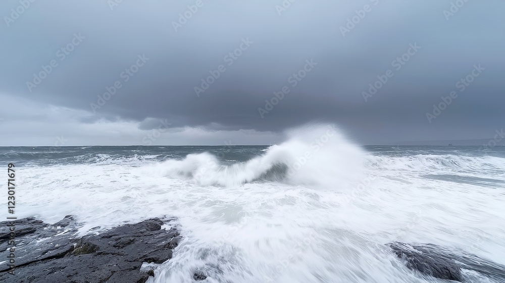 Stormy Ocean Skies, Ominous dark clouds swirl above crashing waves, a tempest brews as turbulent waters collide, nature's raw power on full display. Stormy Ocean Skies, Ominous dark clouds swirl above crashing waves, a tempest brews as turbulent waters collide, nature's raw power on full display.