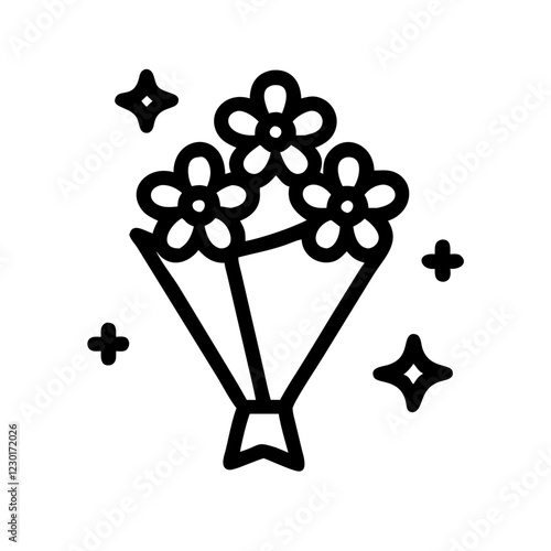 flower bouquet with glitter icon design
