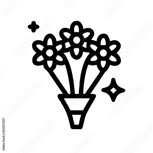 flower bouquet with glitter icon design