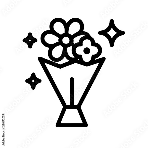 flower bouquet with glitter icon design