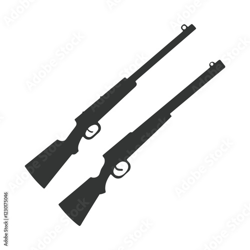 A long gun Silhouette vector art design. weapon icon logo illustration. Long barrel gun symbol. Silhouette of hand gun icon isolated on white background. vector logo.