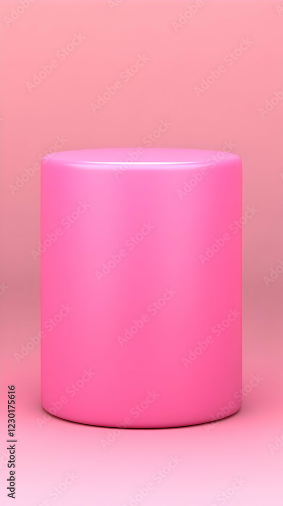 Pink cylinder display, pastel background Pink cylinder display, pastel background