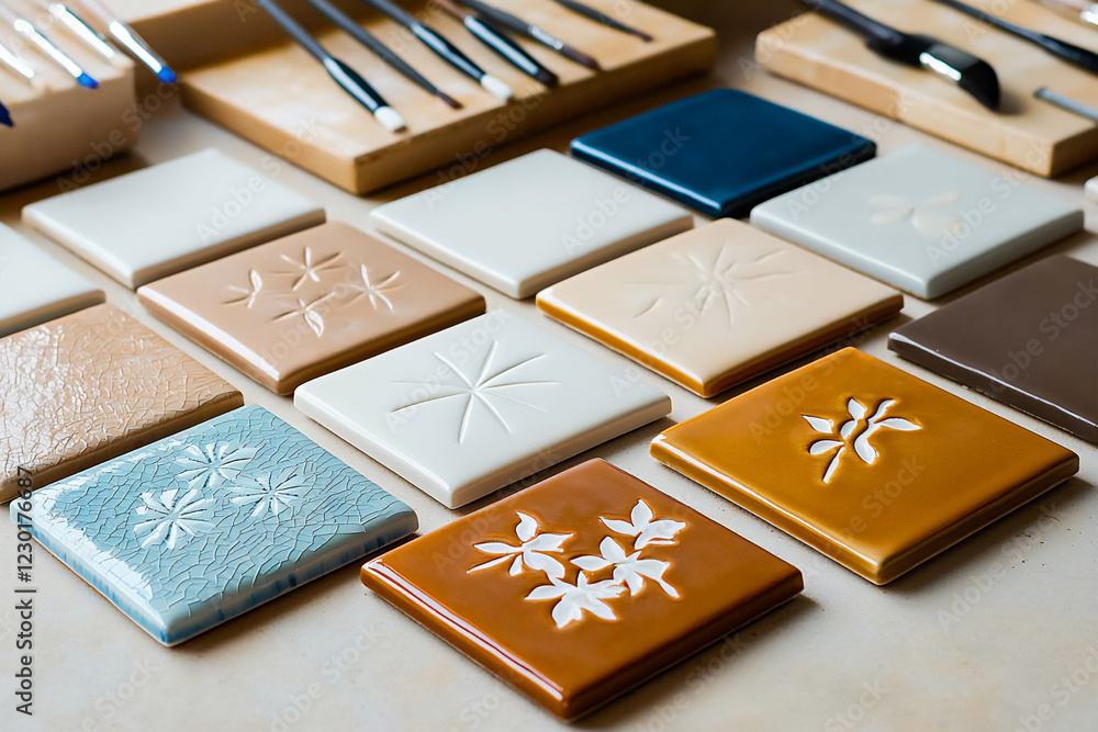 collection of finished ceramic tiles collection of finished ceramic tiles