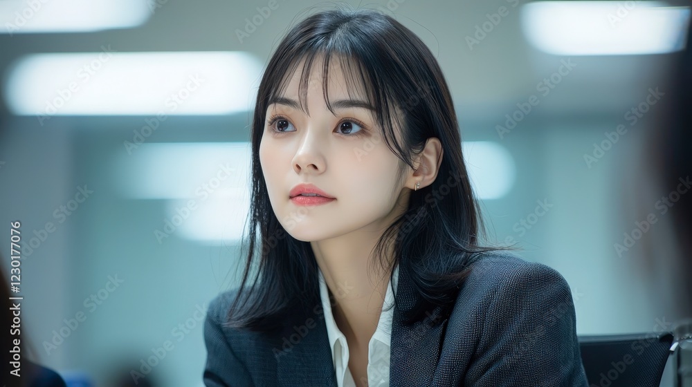 Fototapeta premium Professional Businesswoman Engaged in Thoughtful Discussion