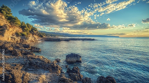 Serene Coastal Sunset: Adriatic Sea's Tranquil Embrace