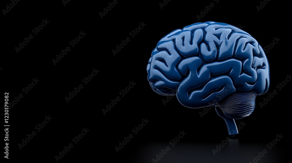 Cerebral Power: A captivating 3D rendering of a human brain, bathed in a cool blue hue against a deep black background, symbolizing the complexity and potential of the human mind. Cerebral Power: A captivating 3D rendering of a human brain, bathed in a cool blue hue against a deep black background, symbolizing the complexity and potential of the human mind.