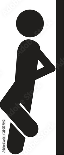 man lean on wall or glass door icon. Isolated pictogram man lean on wall or glass door, for safety industrial transportation sign. design in trendy style. Vector illustraation
