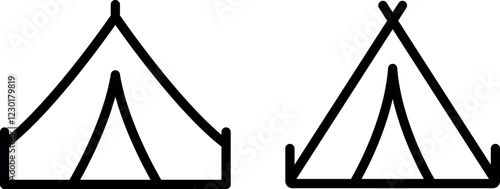 Tent Vector Icon Set – Camping, Outdoor Adventure, and Shelter Designs