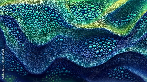 A vector illustration of a vibrant chameleon skin texture with shifting green and blue hues.