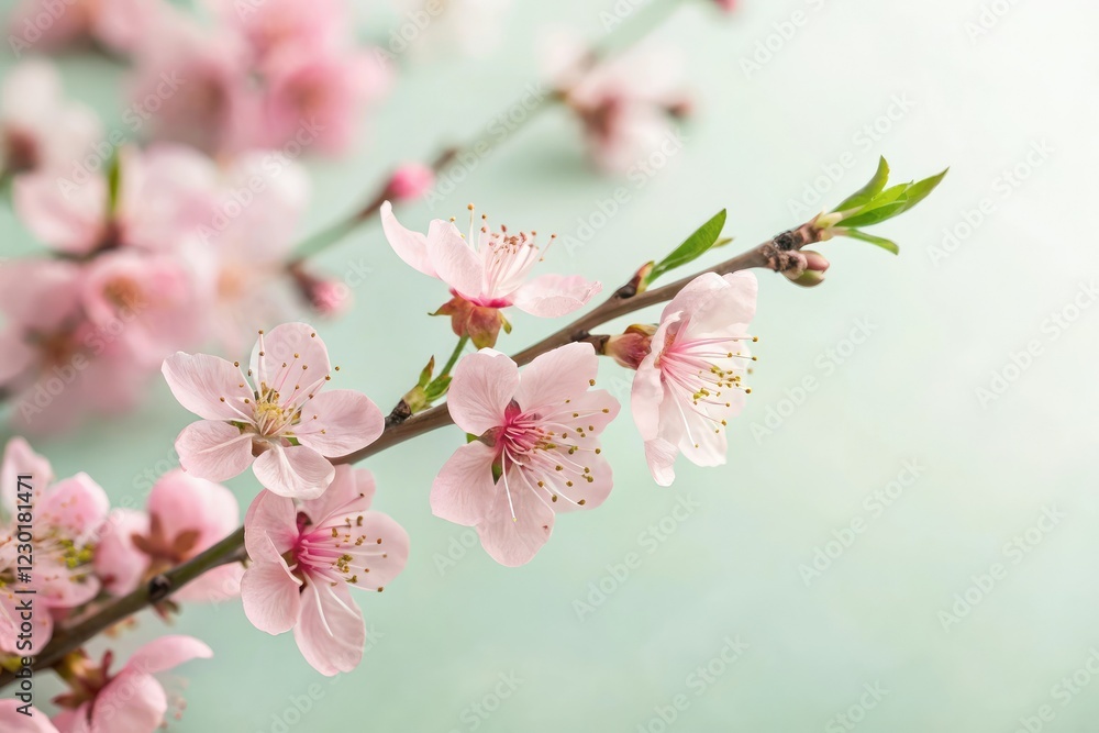 Soft pink peach blossoms on a gentle pastel background, peach blossoms, flowers, nature Soft pink peach blossoms on a gentle pastel background, peach blossoms, flowers, nature