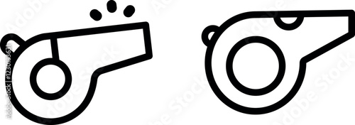 Whistle Vector Icon Set – Sports, Safety, and Referee Designs