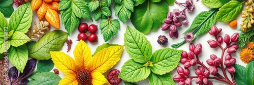 Botanical Herb Patterns with Geometric Abstract Designs