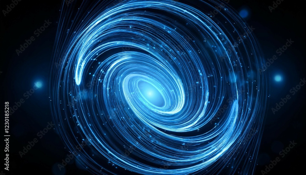 blue glowing particles spiral in dark background technology innovation concept blue glowing particles spiral in dark background technology innovation concept