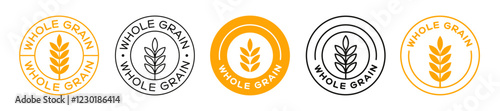 Whole Wheat Food Icon Sign Emblem Label Badge Vector Design. Grain Symbol.