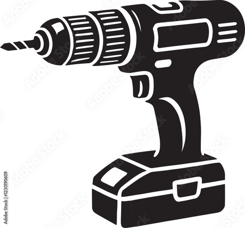 Drill machine tool silhouette vector illustration isolated on a white background