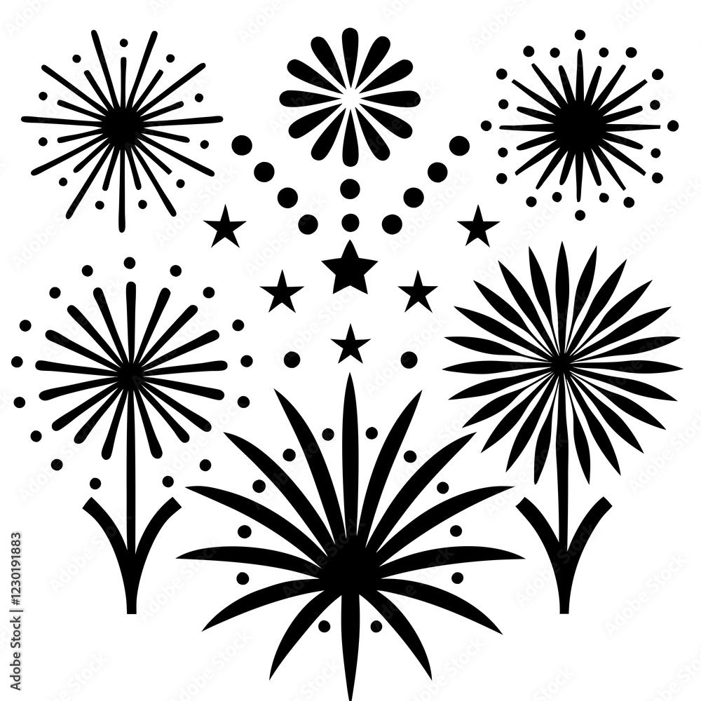 Obraz premium set of black and white flowers 4th of july independence day