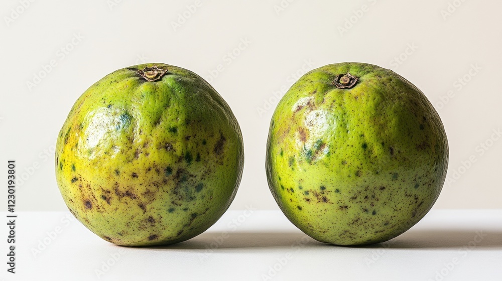 Fresh Green Avocados with Spotty Skin on Simple Background Fresh Green Avocados with Spotty Skin on Simple Background