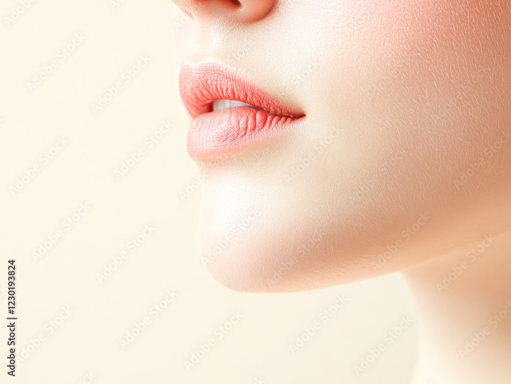 Obraz premium Beauty close-up portrait soft lighting editorial minimalist aesthetic