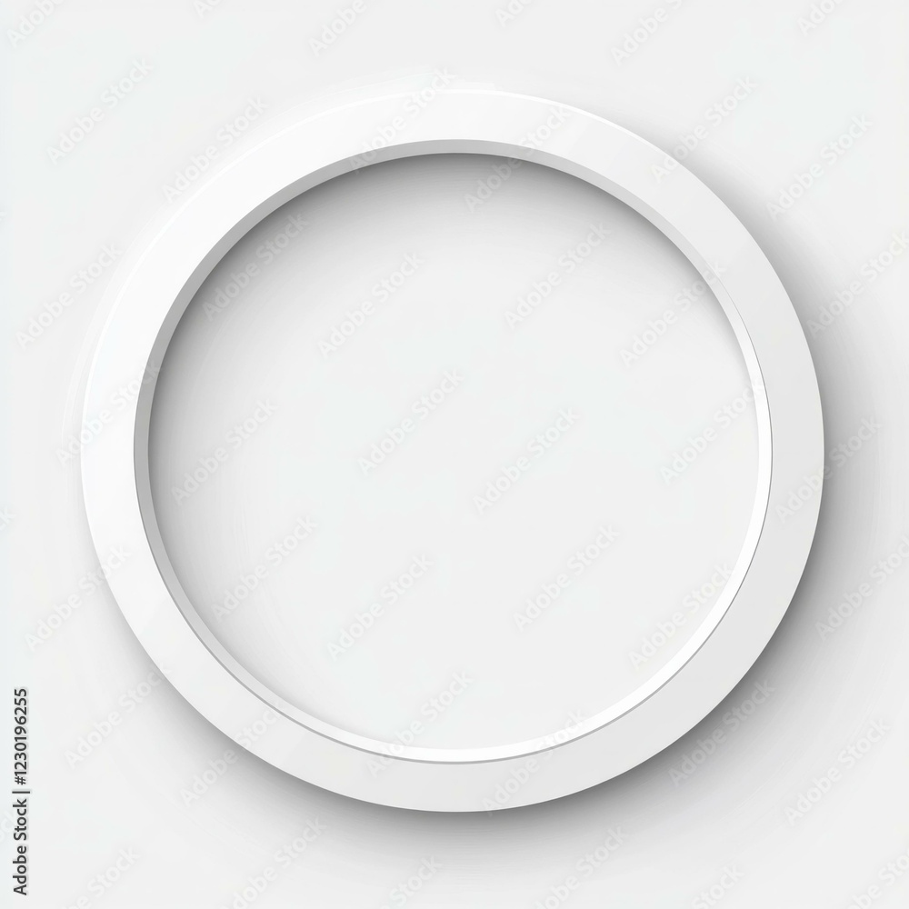 Minimalist white circular frame on plain background Minimalist white circular frame on plain background