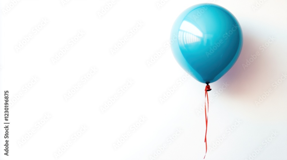 Bright Blue Balloon Floating Against a Clean White Background Bright Blue Balloon Floating Against a Clean White Background