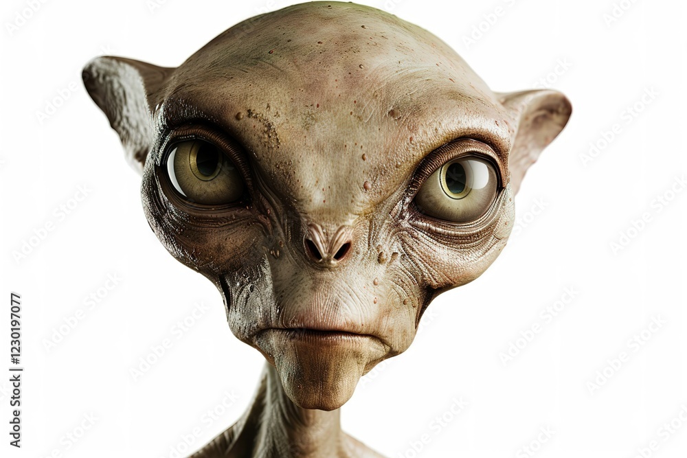 Naklejka premium Isolated in white background no shadow on background, An advanced alien race that celebrates Easter with technology that humans have never seen before.