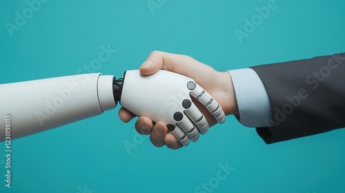 Robots and humans collaborating business environment digital interaction modern office close-up innovation in technology