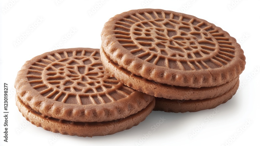 Delicious Chocolate Sandwich Cookies Stacked on a White Background Delicious Chocolate Sandwich Cookies Stacked on a White Background
