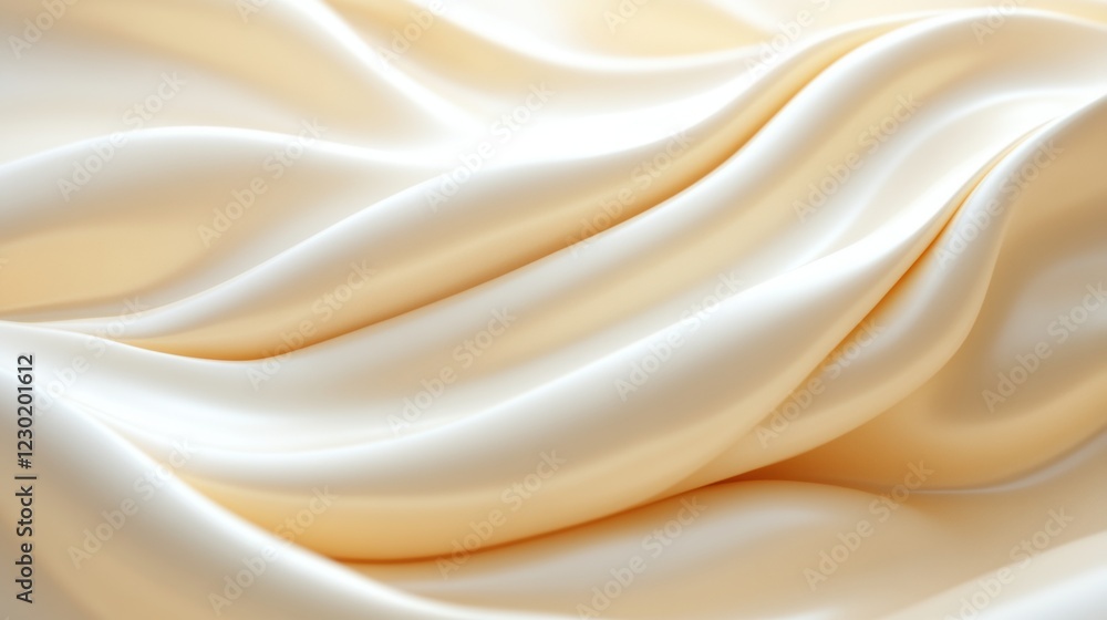 Obraz premium Soft Cream Satin Fabric with Elegant Waves and Smooth Texture