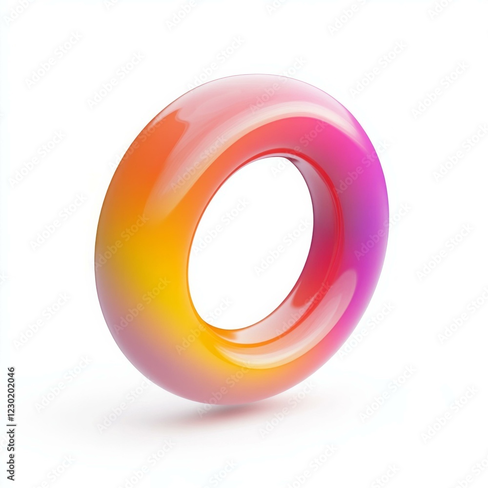 Vibrant gradient torus with smooth glossy texture on white background Vibrant gradient torus with smooth glossy texture on white background